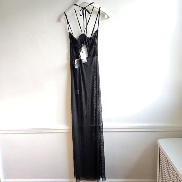 New WeWoreWhat Mesh Strappy Black Maxi Dress NWT Medium - Picture 11 of 12